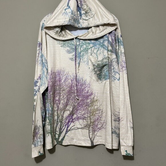 Lily by Firmiana Lightweight Hoodie Tree Print Pullover Long Sleeve Yellow 1X - Picture 1 of 6